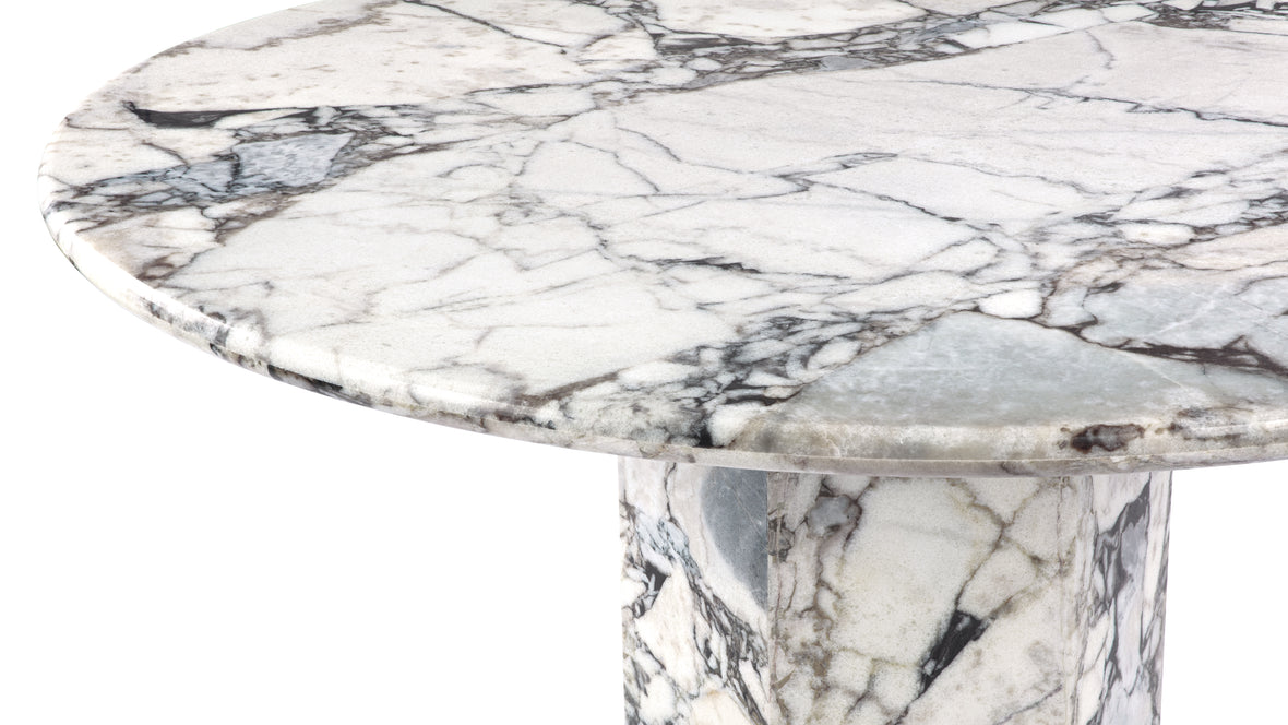Saga - Saga Round Pedestal Dining Table, Modellato Marble, 55in