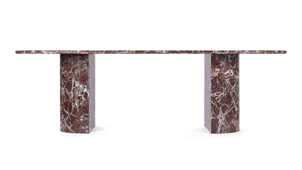 Dante Dining Table, Rosso Levanto Marble, 98in | Interior Icons