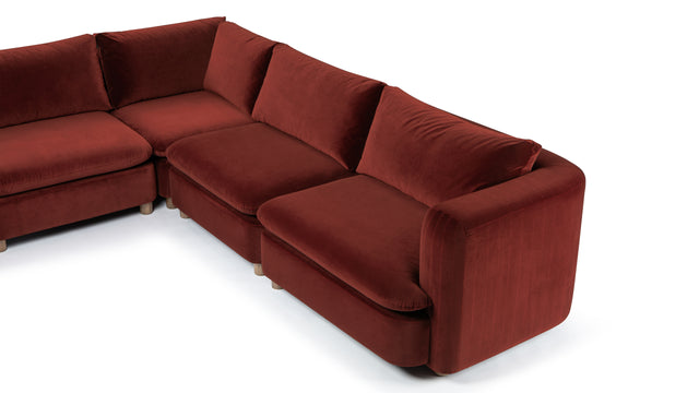 Morrell - Morrell Sectional, Right Corner, Garnet Velvet