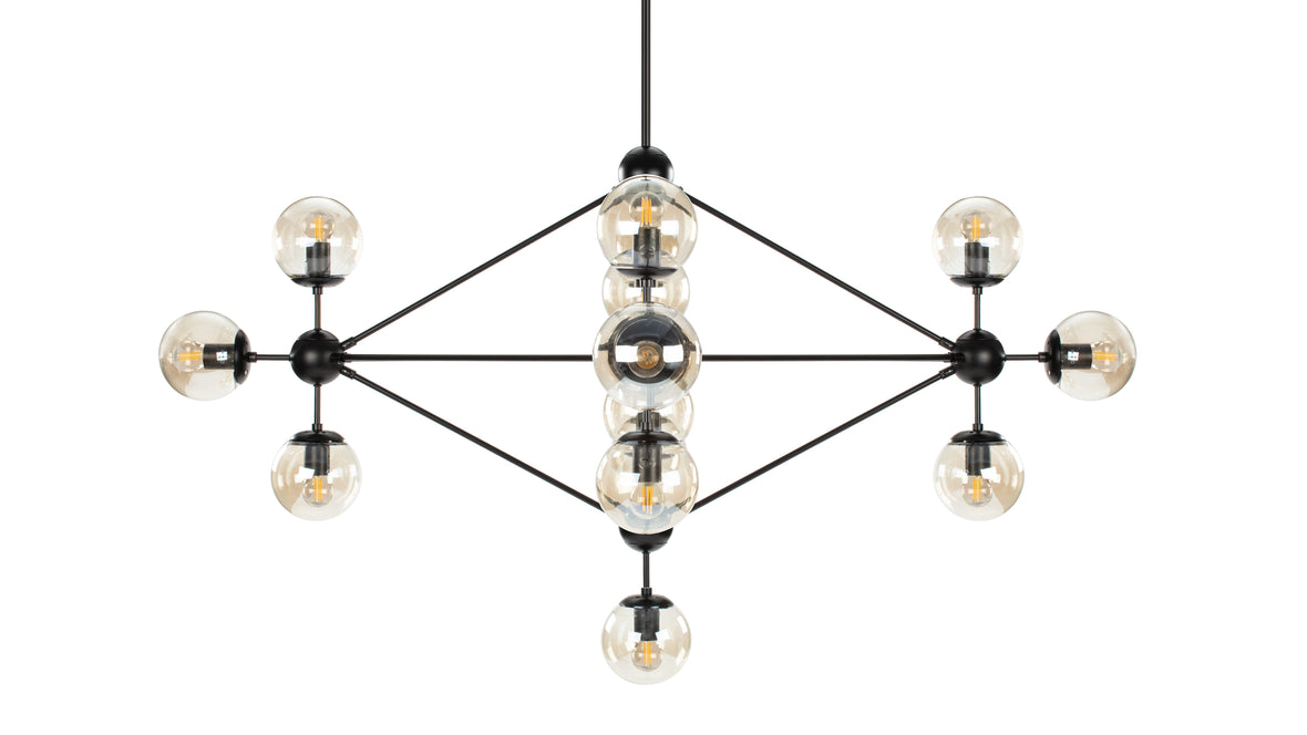 Moto - Moto Chandelier, Large, Smoked Glass and Black