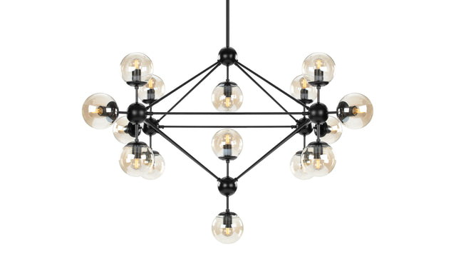 Moto - Moto Chandelier, Large, Smoked Glass and Black