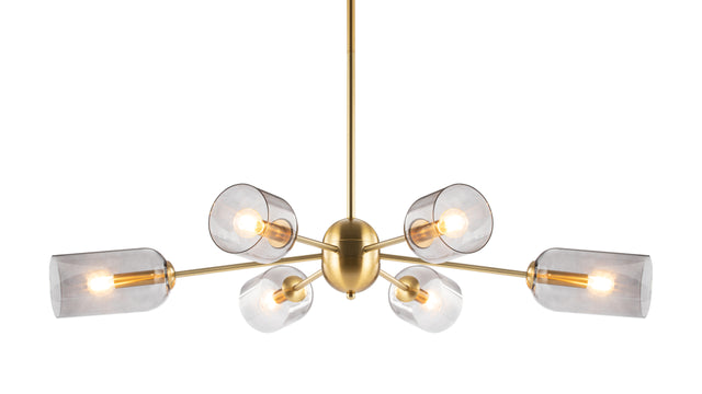 Grace - Grace Chandelier, Brass and Smoked Glass