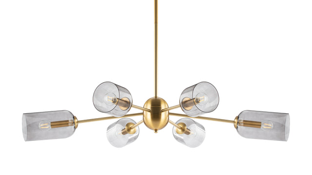 Grace - Grace Chandelier, Brass and Smoked Glass