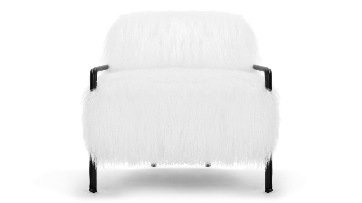 Brussels - Brussels Lounge Chair, White Faux Mongolian Fur