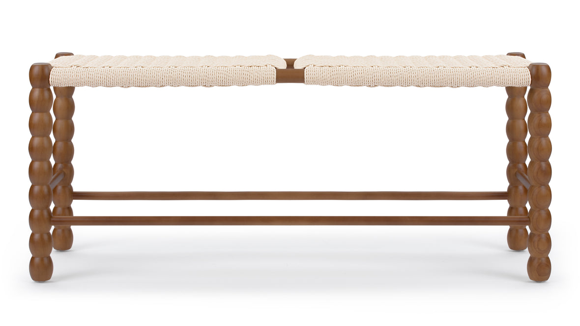 Emerson - Emerson Bobbin Bench, Natural Cord and Walnut