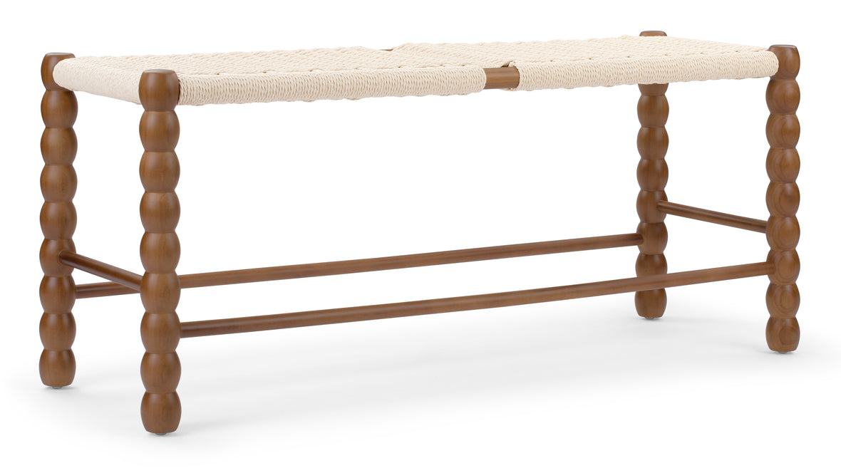 Emerson - Emerson Bobbin Bench, Natural Cord and Walnut