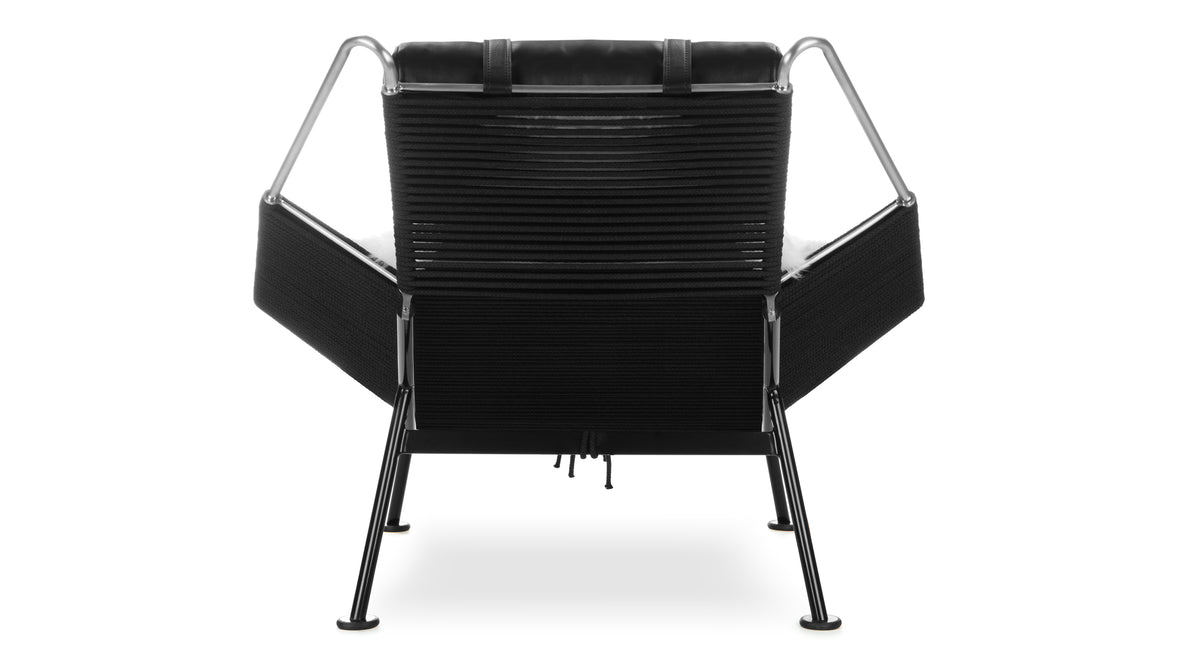 Halyard - Halyard Lounge Chair, Black Premium Leather with Black Cord and Icelandic Sheepskin