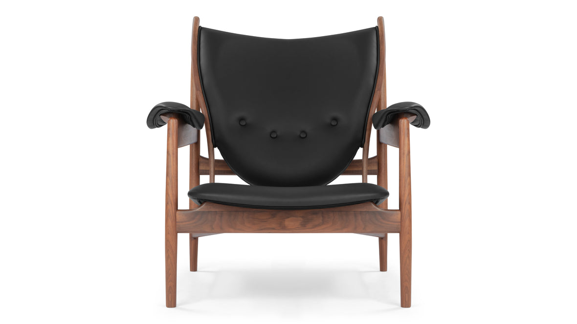 Chieftain - Chieftain Chair, Deep Black Vegan Leather and Walnut