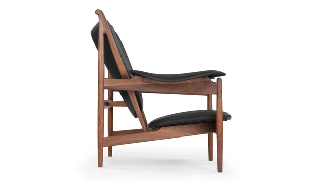 Chieftain - Chieftain Chair, Deep Black Vegan Leather and Walnut