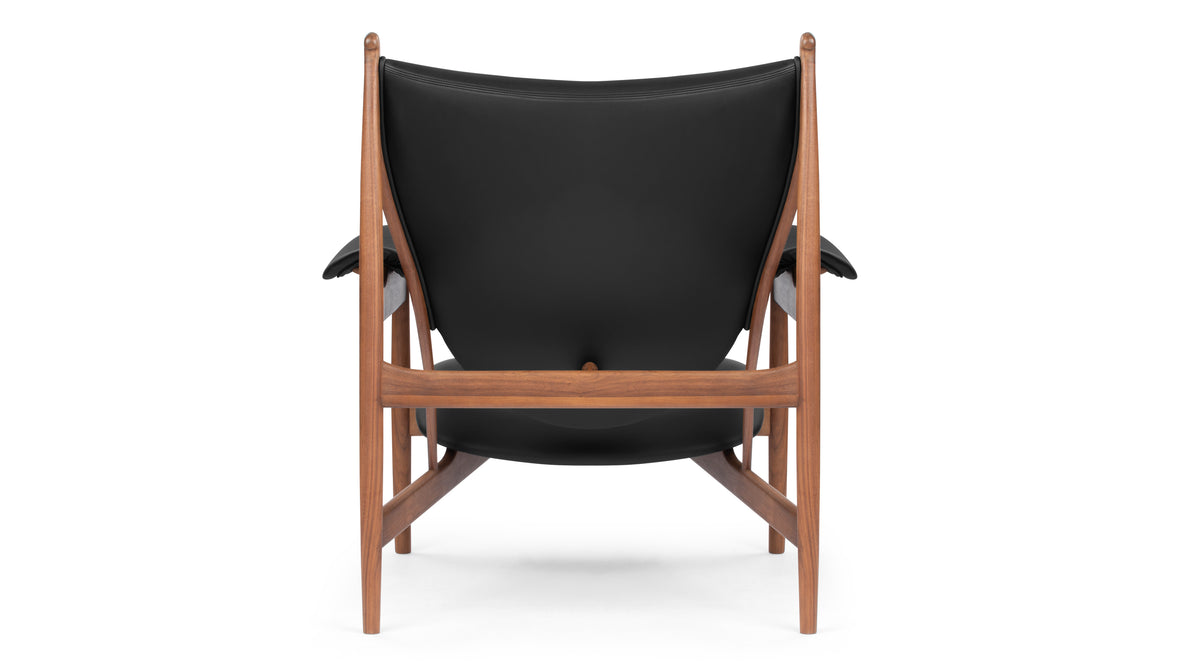 Chieftain - Chieftain Chair, Deep Black Vegan Leather and Walnut