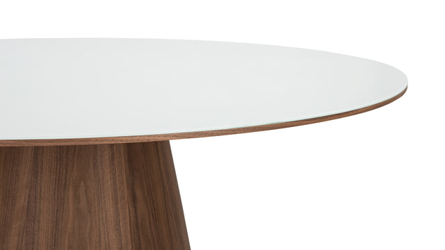 Cella - Cella Dining Table, White Glass and Walnut, 63in