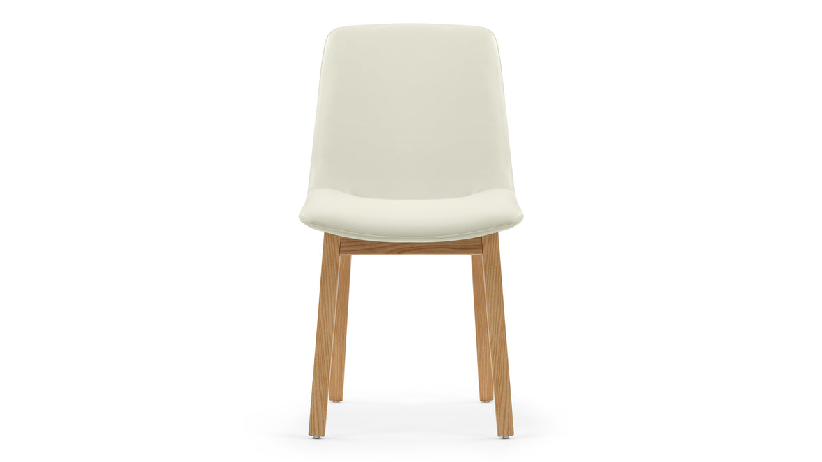 LeBlanc - LeBlanc Side Chair, Eggshell Vegan Leather and Natural Ash