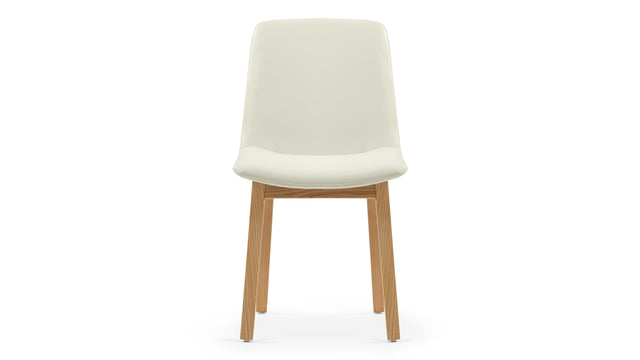 LeBlanc - LeBlanc Side Chair, Eggshell Vegan Leather and Natural Ash