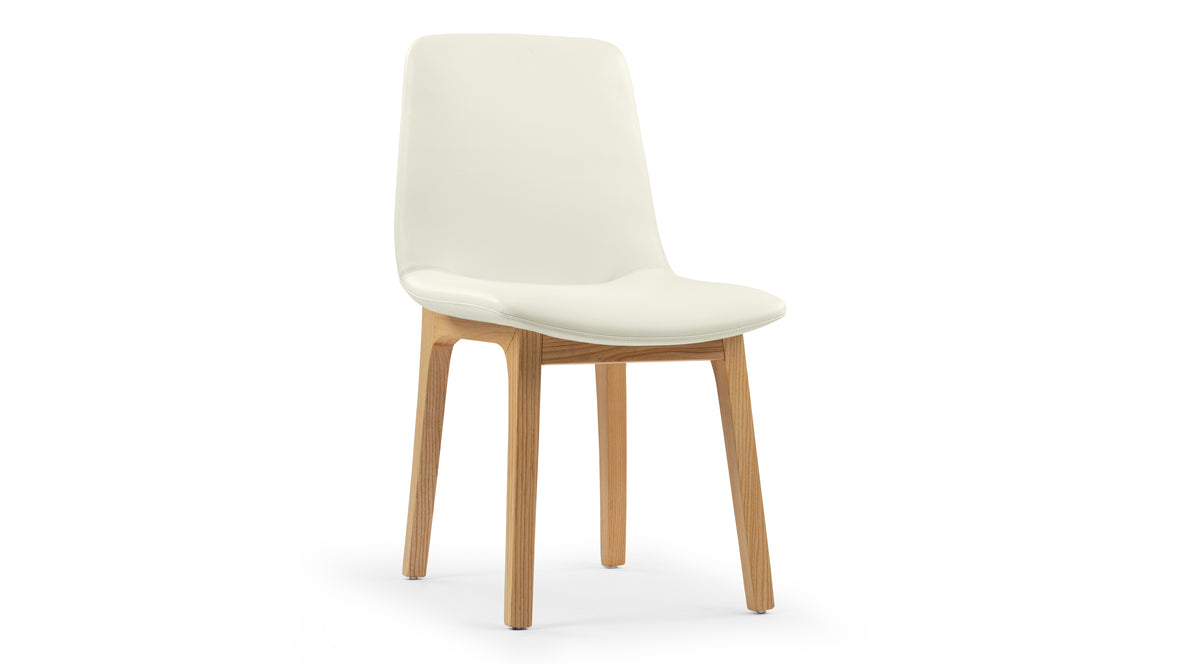 LeBlanc - LeBlanc Side Chair, Eggshell Vegan Leather and Natural Ash