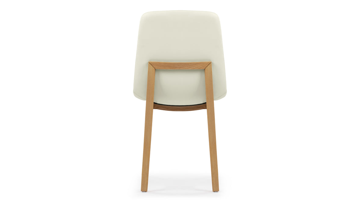 LeBlanc - LeBlanc Side Chair, Eggshell Vegan Leather and Natural Ash