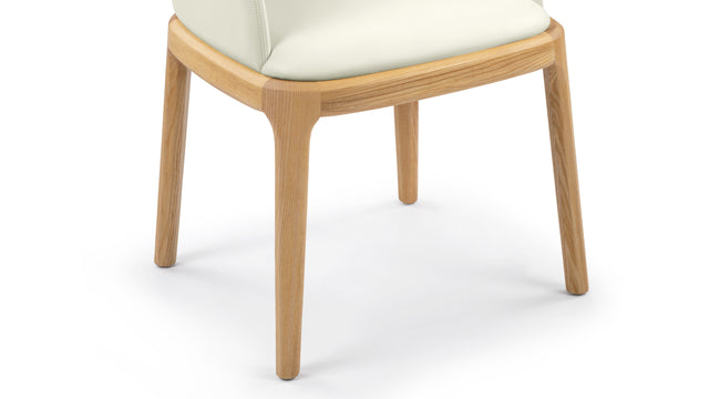 LeBlanc - LeBlanc Armchair, Eggshell Vegan Leather and Natural Ash