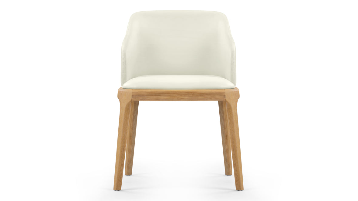 LeBlanc - LeBlanc Armchair, Eggshell Vegan Leather and Natural Ash