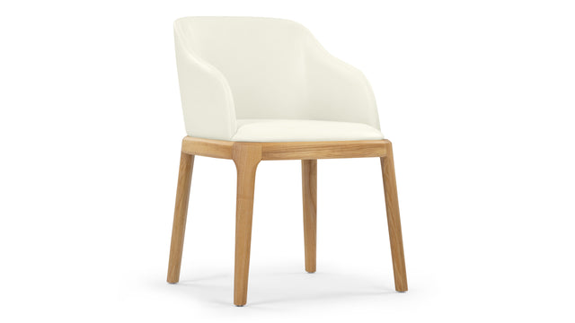 LeBlanc - LeBlanc Armchair, Eggshell Vegan Leather and Natural Ash