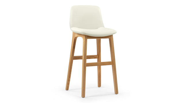 LeBlanc - LeBlanc Bar Stool, Eggshell Vegan Leather and Natural Ash