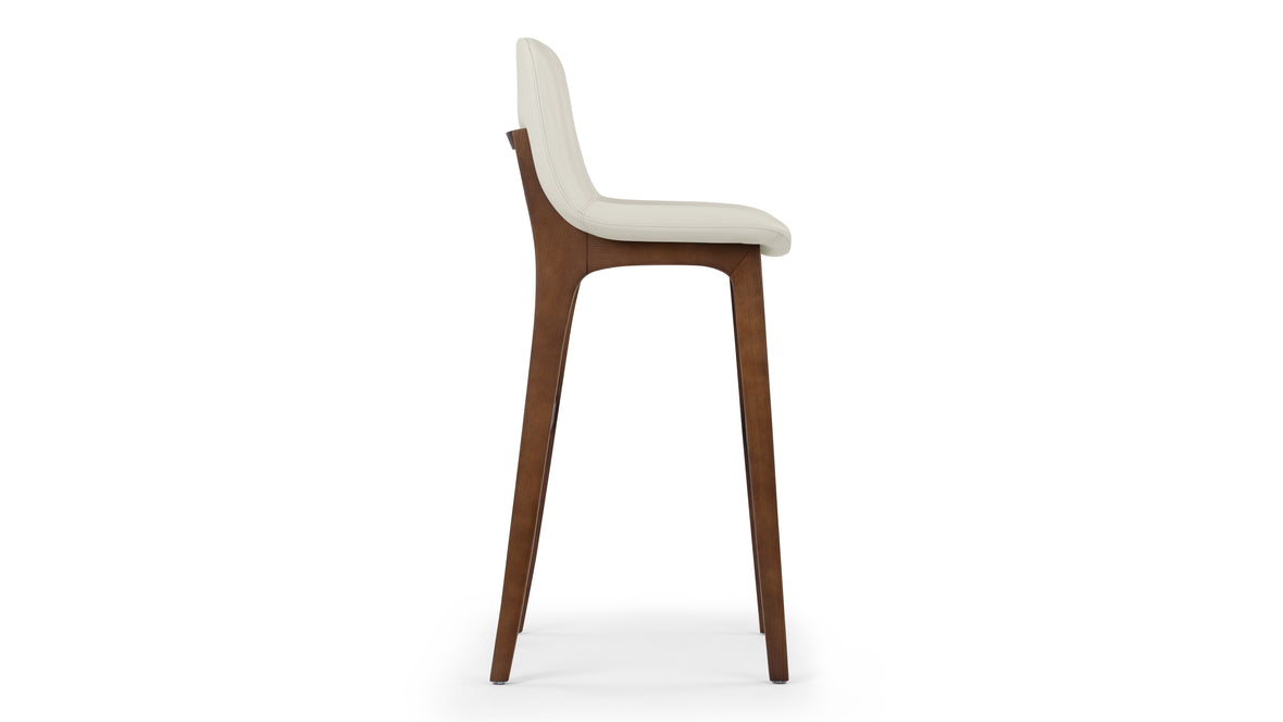 LeBlanc - LeBlanc Bar Stool, Taupe Vegan Leather and Walnut