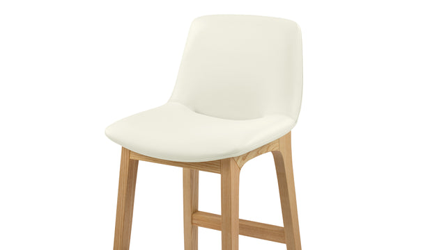 LeBlanc - LeBlanc Counter Stool, Eggshell Vegan Leather and Natural Ash