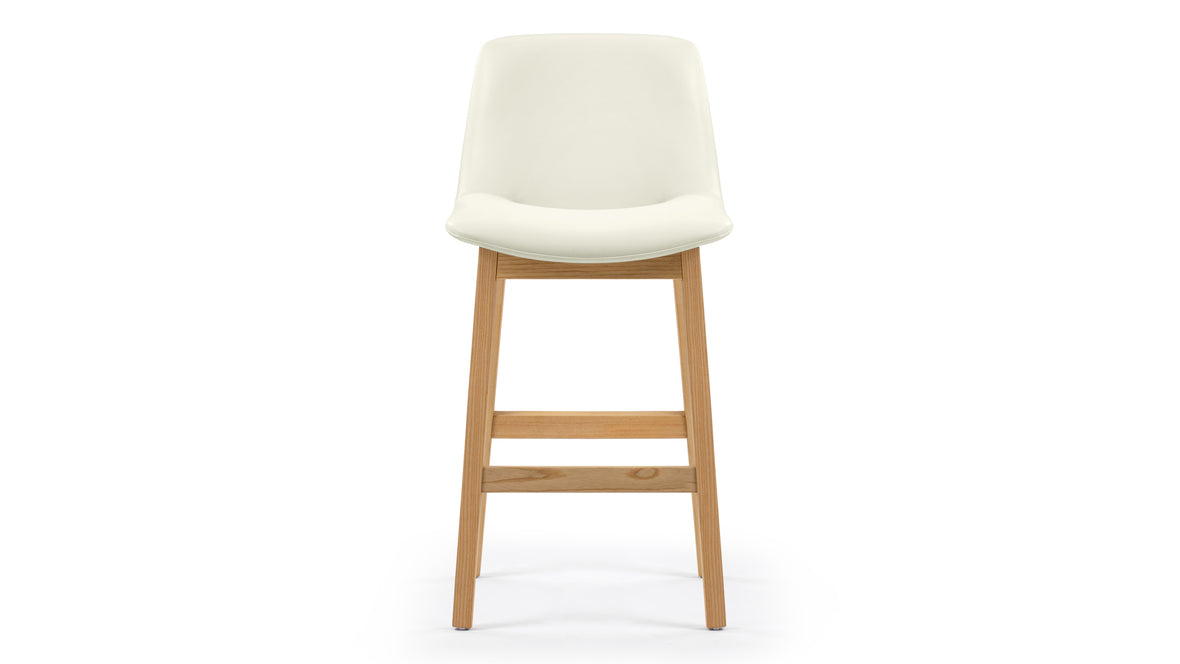 LeBlanc - LeBlanc Counter Stool, Eggshell Vegan Leather and Natural Ash