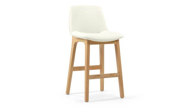 LeBlanc - LeBlanc Counter Stool, Eggshell Vegan Leather and Natural Ash