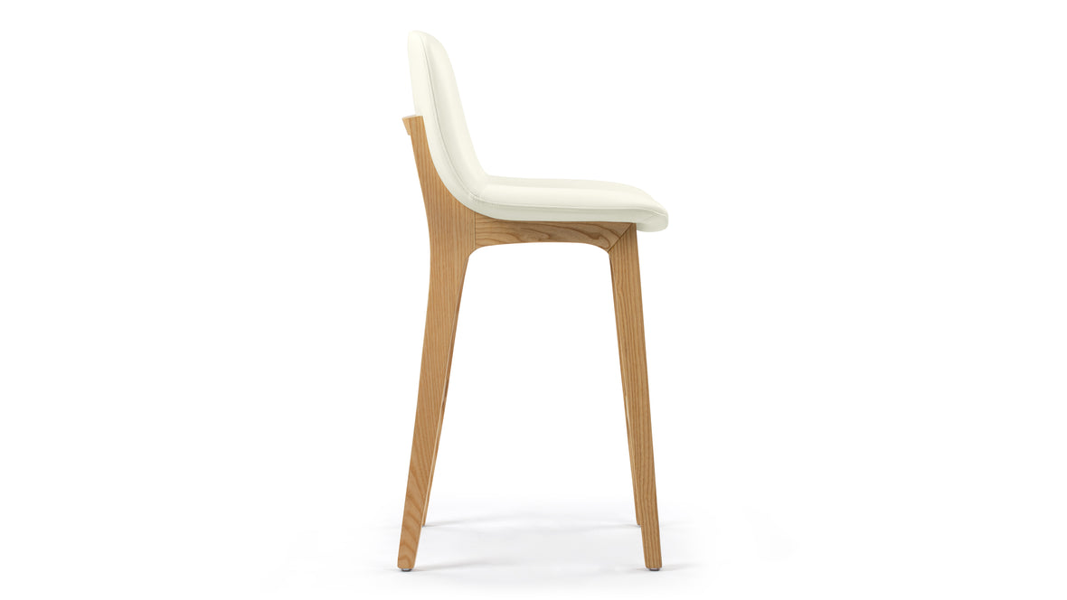 LeBlanc - LeBlanc Counter Stool, Eggshell Vegan Leather and Natural Ash