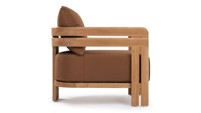 Lusso - Lusso Outdoor Lounge Chair, Natural Teak with Mocha Cushions