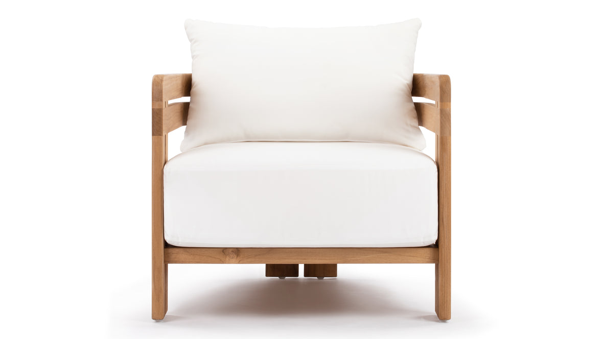 Lusso - Lusso Outdoor Lounge Chair, Natural Teak with White Cushions