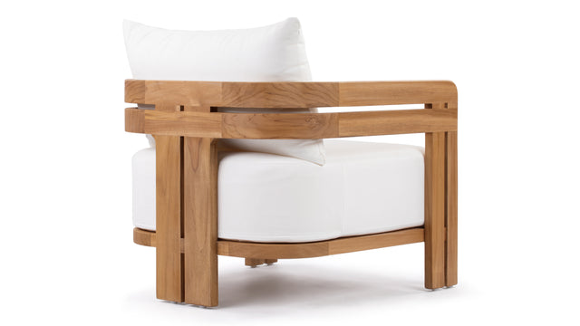 Lusso - Lusso Outdoor Lounge Chair, Natural Teak with White Cushions