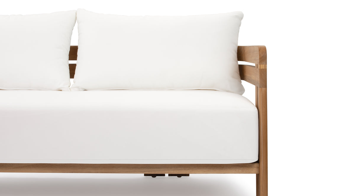 Lusso - Lusso Outdoor Sofa, Natural Teak with White Cushions