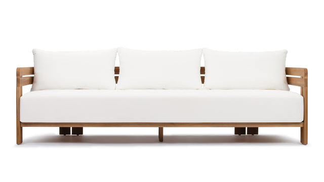 Lusso - Lusso Outdoor Sofa, Natural Teak with White Cushions