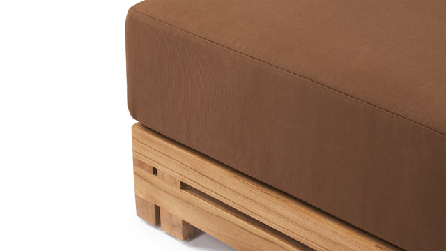 Lusso - Lusso Outdoor Ottoman, Natural Teak with Mocha Cushion