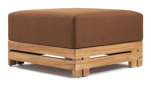 Lusso - Lusso Outdoor Ottoman, Natural Teak with Mocha Cushion