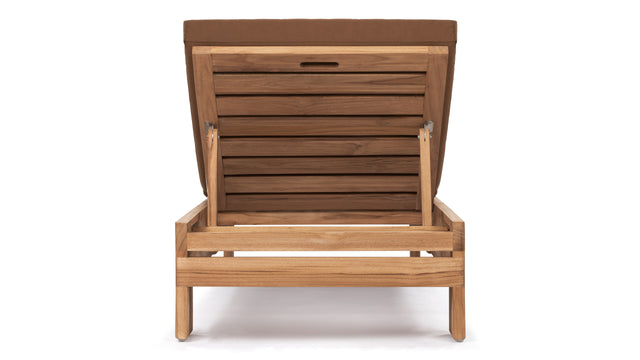 Lusso - Lusso Outdoor Lounger, Natural Teak with Mocha Cushions