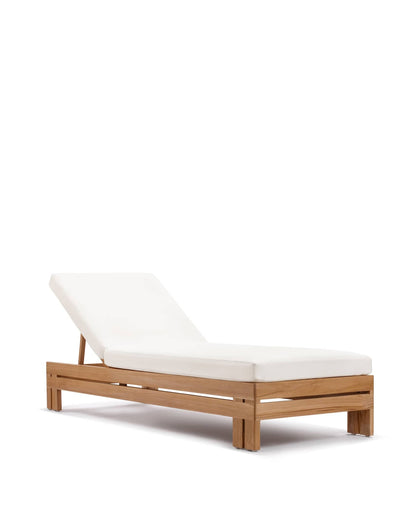 Outdoor Lounge Chairs Lusso Outdoor Lounger, Natural Teak with White Cushions