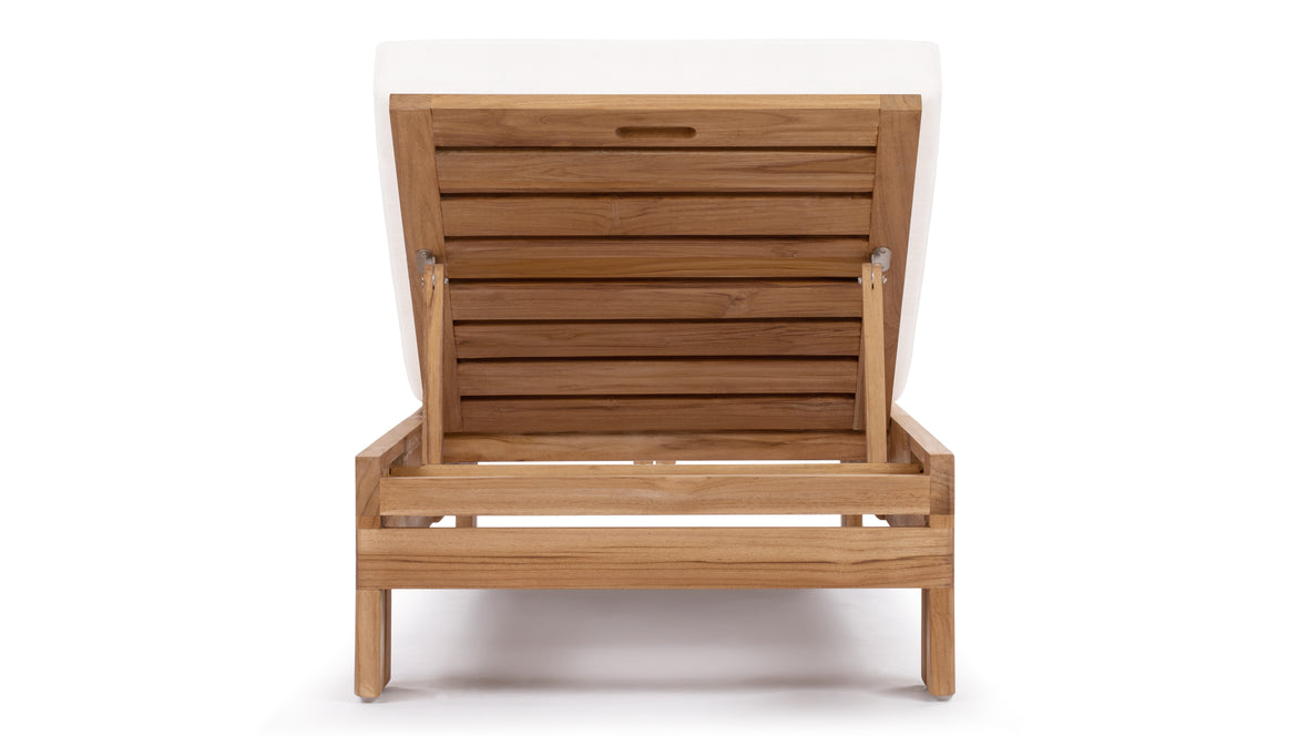 Lusso - Lusso Outdoor Lounger, Natural Teak with White Cushions