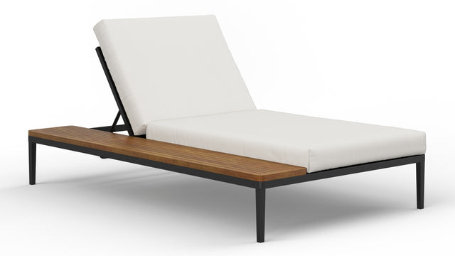 Marcus - Marcus Outdoor Lounger, Shell Performance Weave and Teak