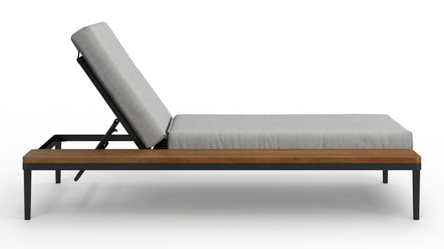 Marcus - Marcus Outdoor Lounger, Dove Gray Performance Weave and Teak
