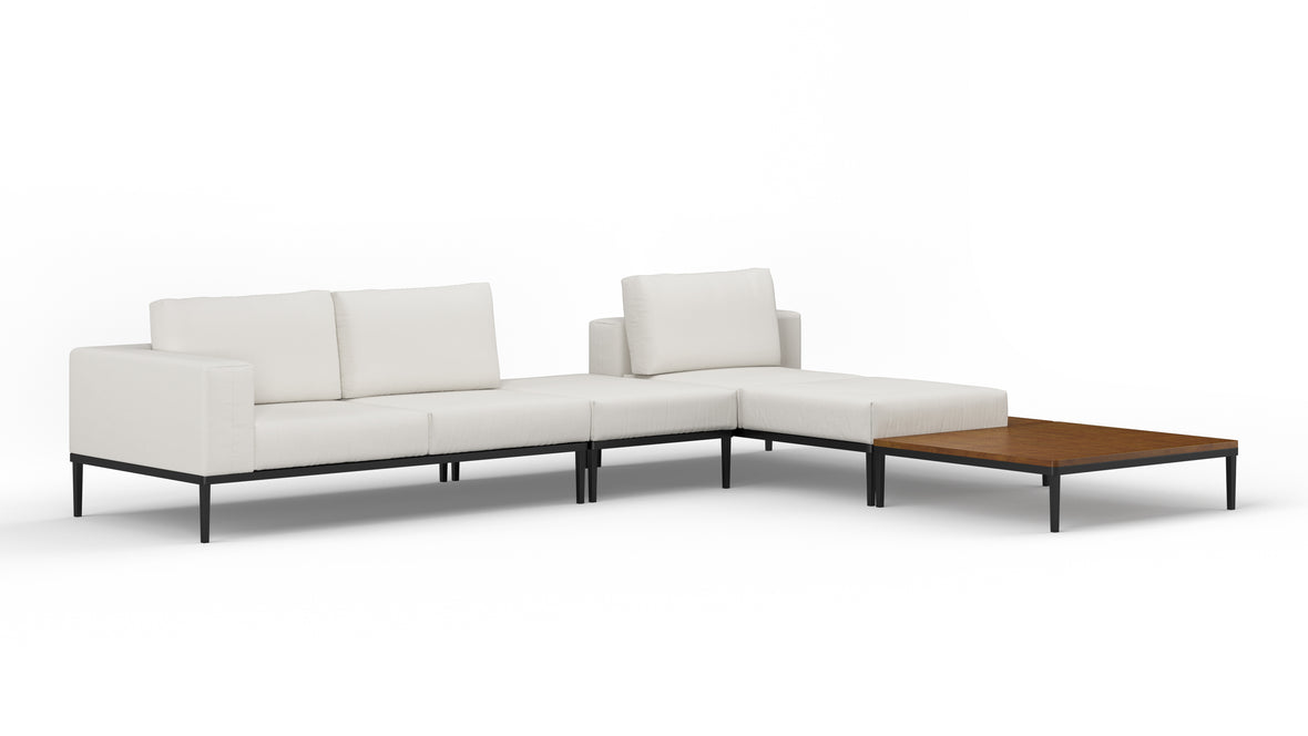 Marcus - Marcus Outdoor Sectional, Right Chaise with End Table, Shell Performance Weave