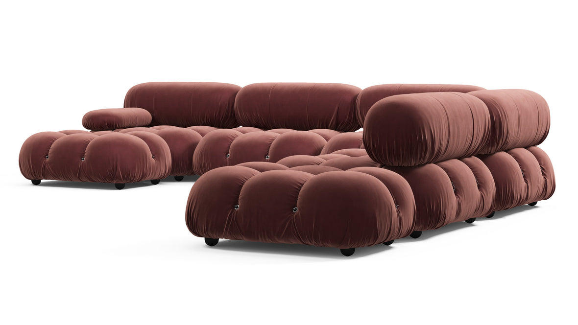 Belia - Belia Large Sectional, Right Corner, Maroon Velvet