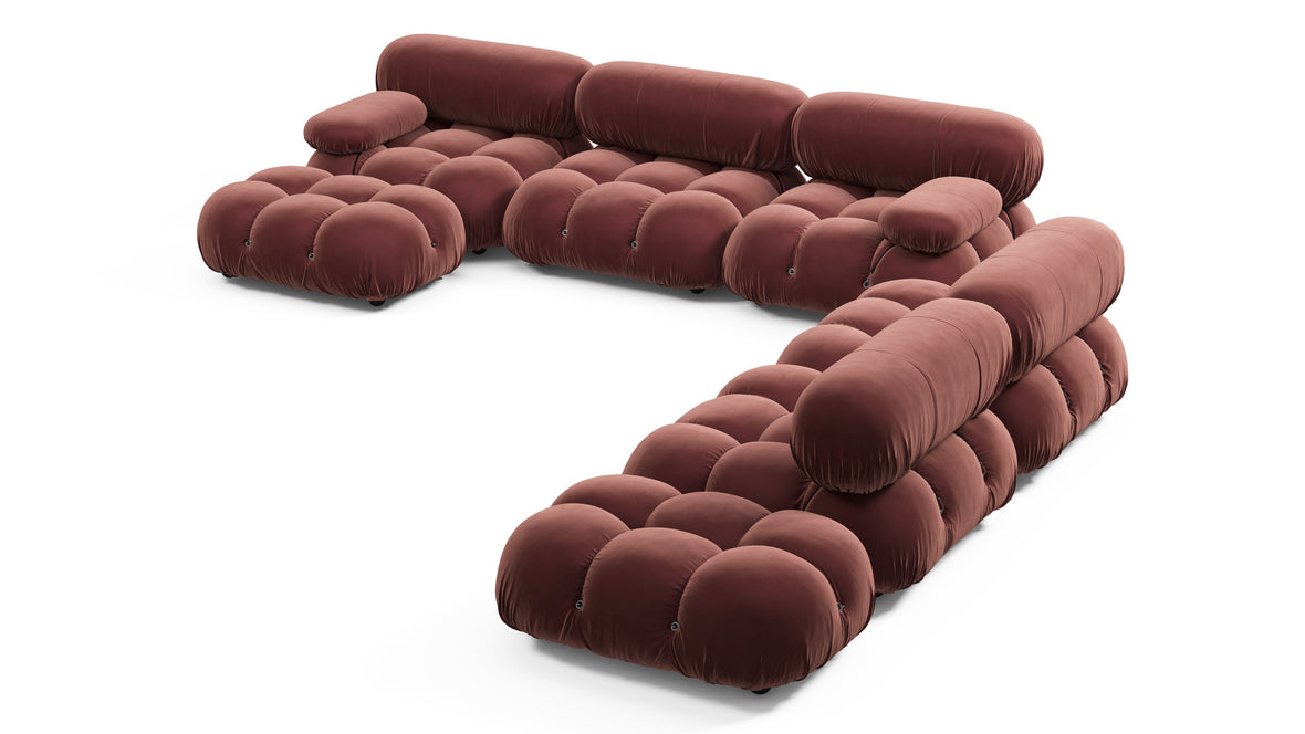 Belia - Belia Large Sectional, Right Corner, Maroon Velvet