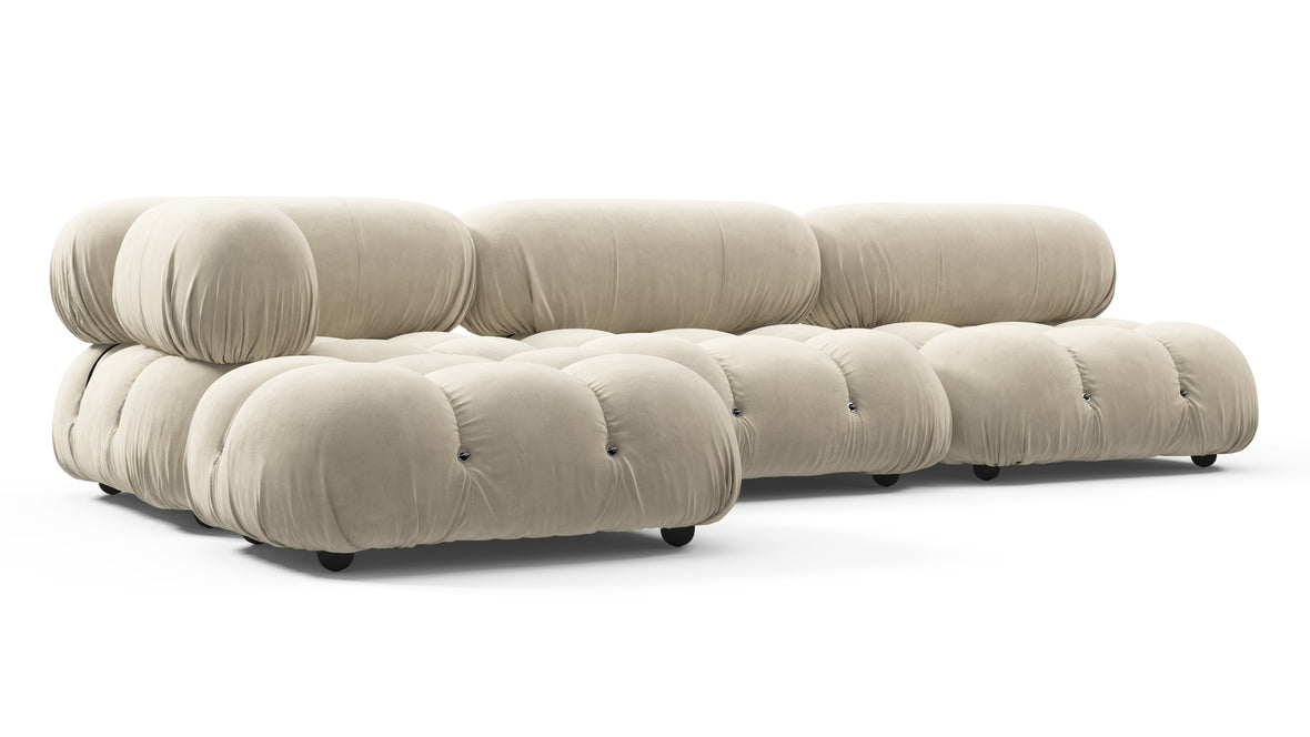 Belia - Belia Sectional, Left Chaise, Eggshell Vegan Suede