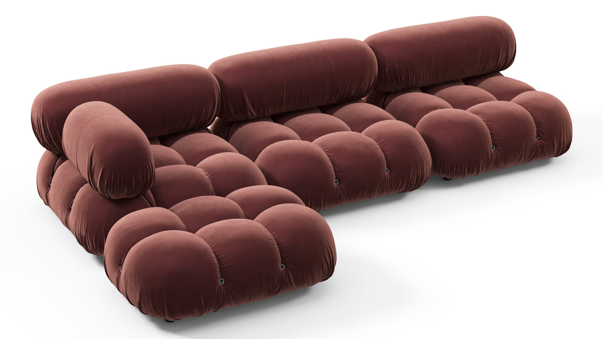 Belia - Belia Sectional, Left Chaise, Maroon Velvet