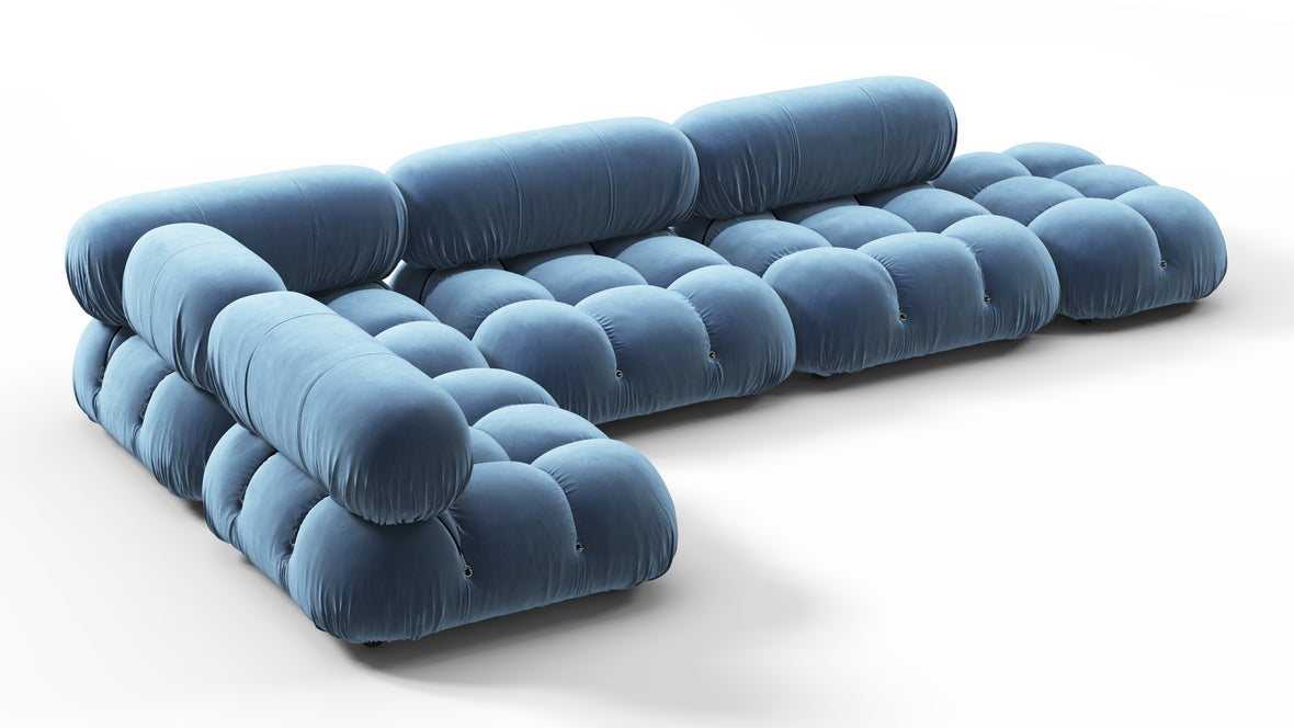 Belia - Belia Sectional, Left Corner, Aegean Blue Velvet