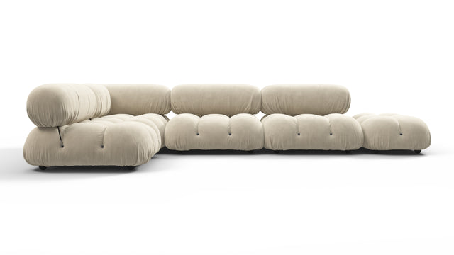 Belia - Belia Sectional, Left Corner, Eggshell Vegan Suede