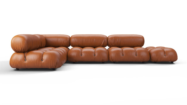 Belia - Belia Sectional, Left Corner, Tan Premium Leather