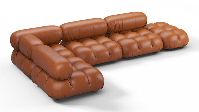 Belia - Belia Sectional, Left Corner, Tan Premium Leather