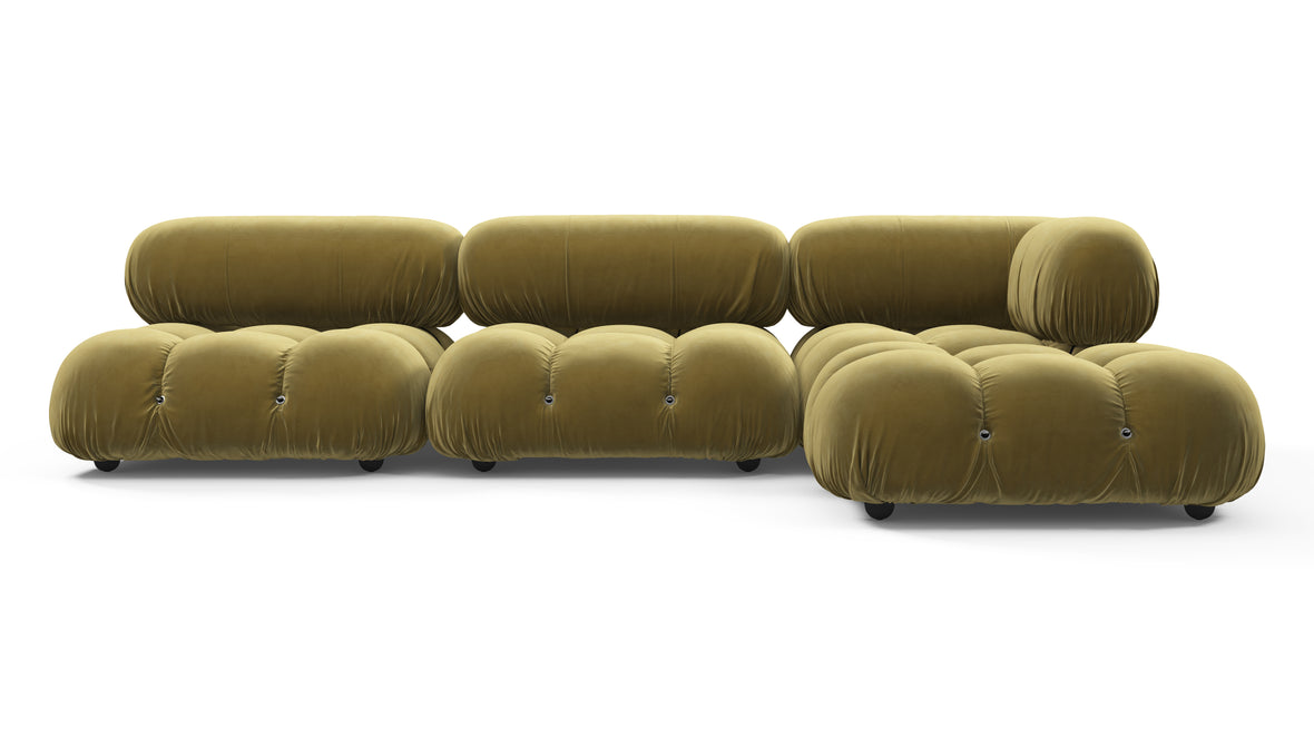 Belia - Belia Sectional, Right Chaise, Olive Gold Velvet